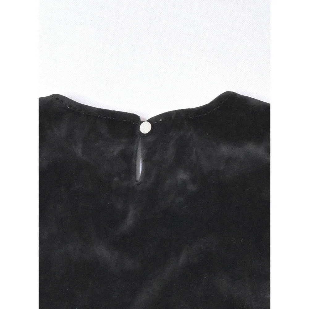RALPH LAUREN Girls Black Velvet Velour Dress L 12-14 Ruffles Long Sleeve Holiday